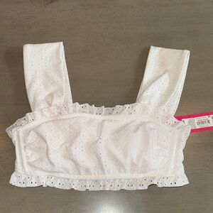 Xhilaration White Eyelet Ruffle Bikini Top